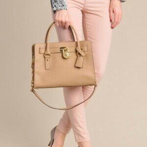 *GREAT CONDITION* Michael Kors Hamilton Saffiano Leather Medium Satchel in Khaki
